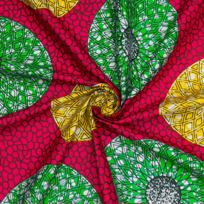 Cotton Wax Prints African Hydrangea Cerise - Ragland Fabrics