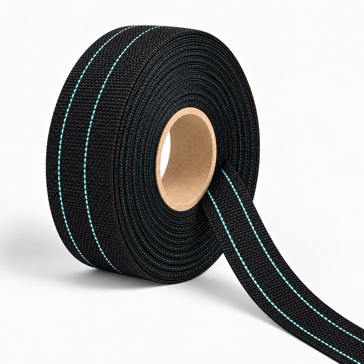 Nylon Webbing 38mm Black/Turq Stripe - TBD