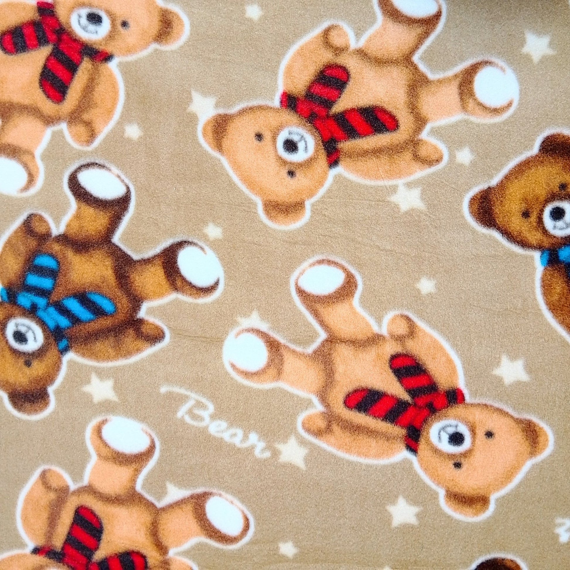 Printed Polar Fleece Teddy Bear Beige - Ragland Fabrics