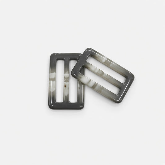 Resin Buckle 40mm 'Grey Marble' 2pc - Discontinued