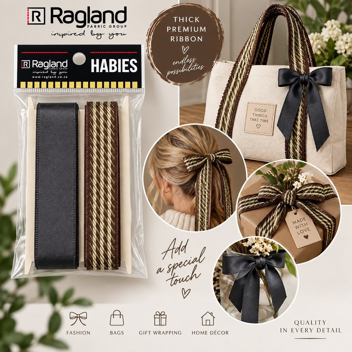 Embellishment / Craft Ribbon - Navy/Brown Stripe