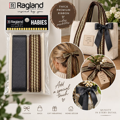 Embellishment / Craft Ribbon - Navy/Brown Stripe