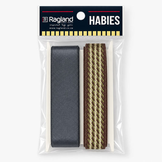 Embellishment / Craft Ribbon - Navy/Brown Stripe