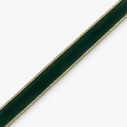 Velvet Ribbon 25mm Bottle Gold Trim