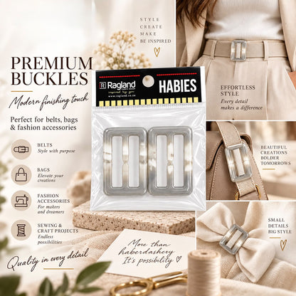 Resin Buckle 40mm 'Grey Marble' 2pc - Discontinued