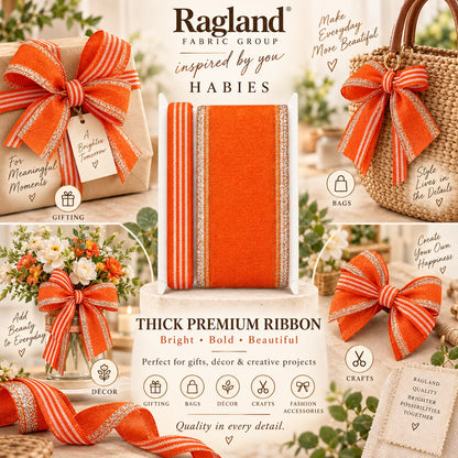 Embellishment / Craft Ribbon - Orange/Silver