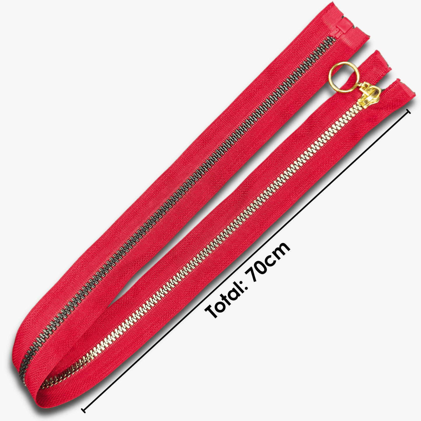 Vislon Type 5 Chunky Zip Open Ended - 70cm RED Metallic - Discontinued - Ragland Fabrics