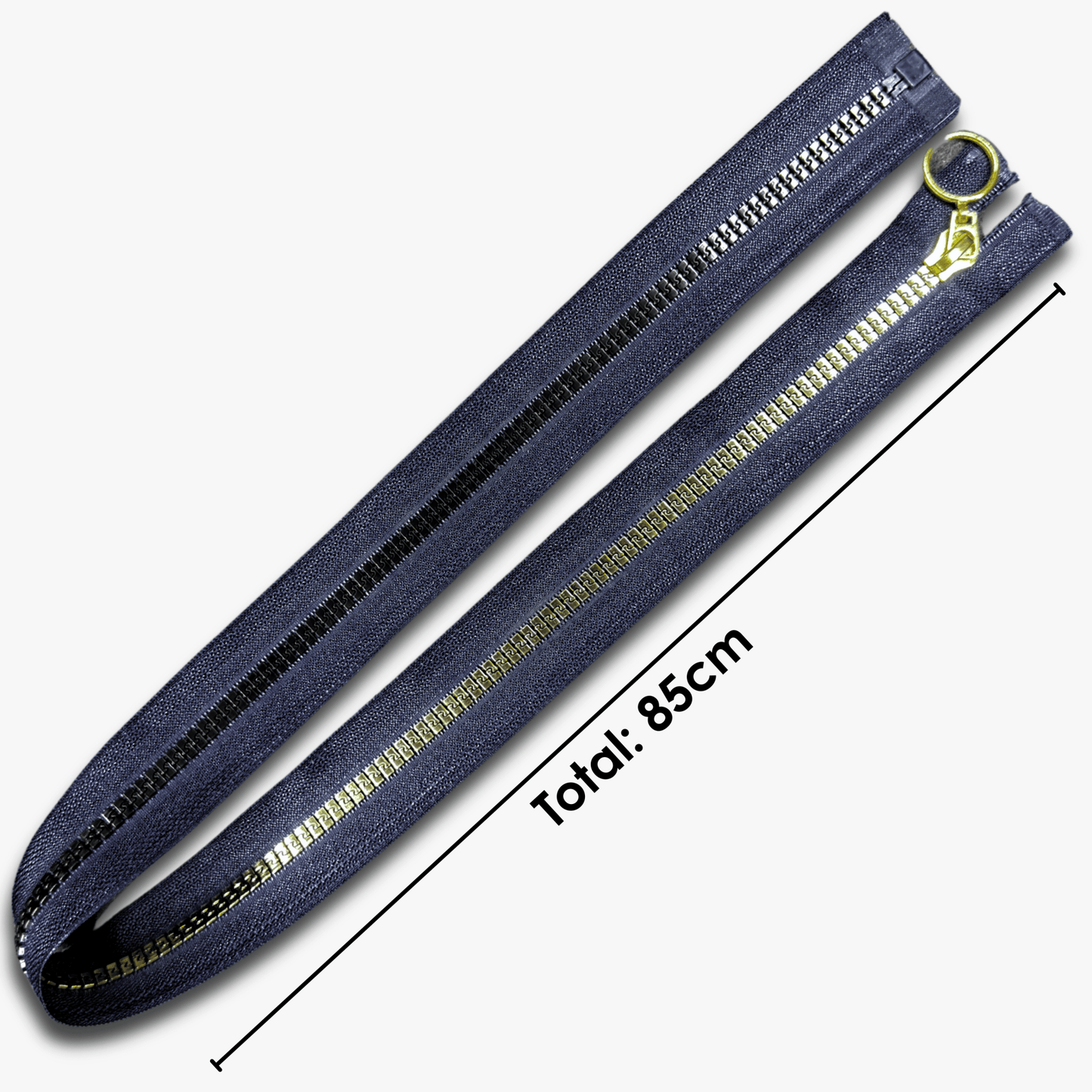 Vislon Type 5 Chunky Zip Open Ended - 85cm Navy Metallic - Discontinued - Ragland Fabrics
