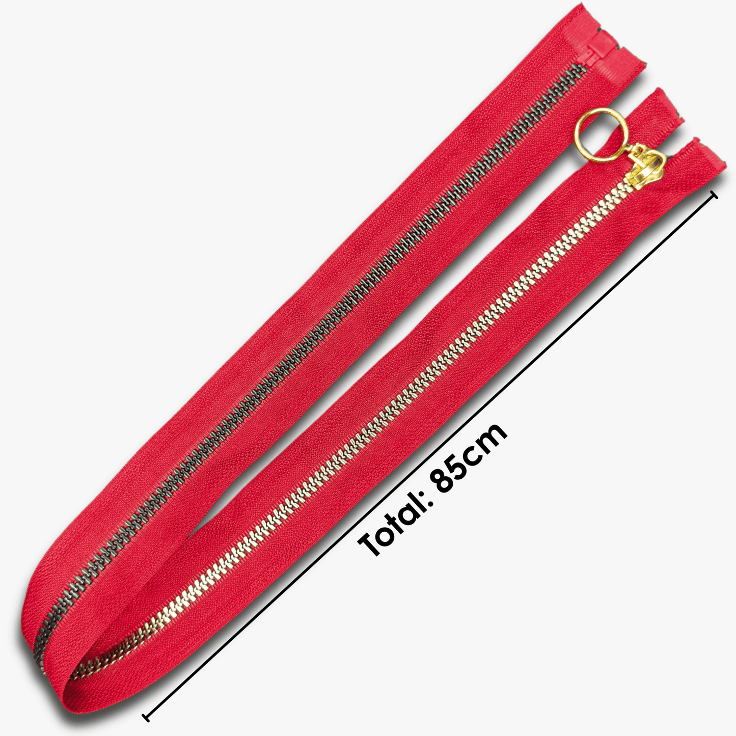 Vislon Type 5 Chunky Zip Open Ended - 85cm RED Metallic - Discontinued - Ragland Fabrics