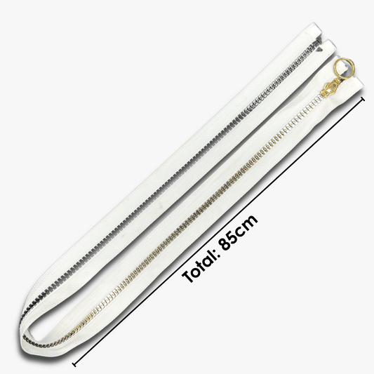 Vislon Type 5 Chunky Zip Open Ended - 85cm WHITE Metallic - Discontinued - Ragland Fabrics