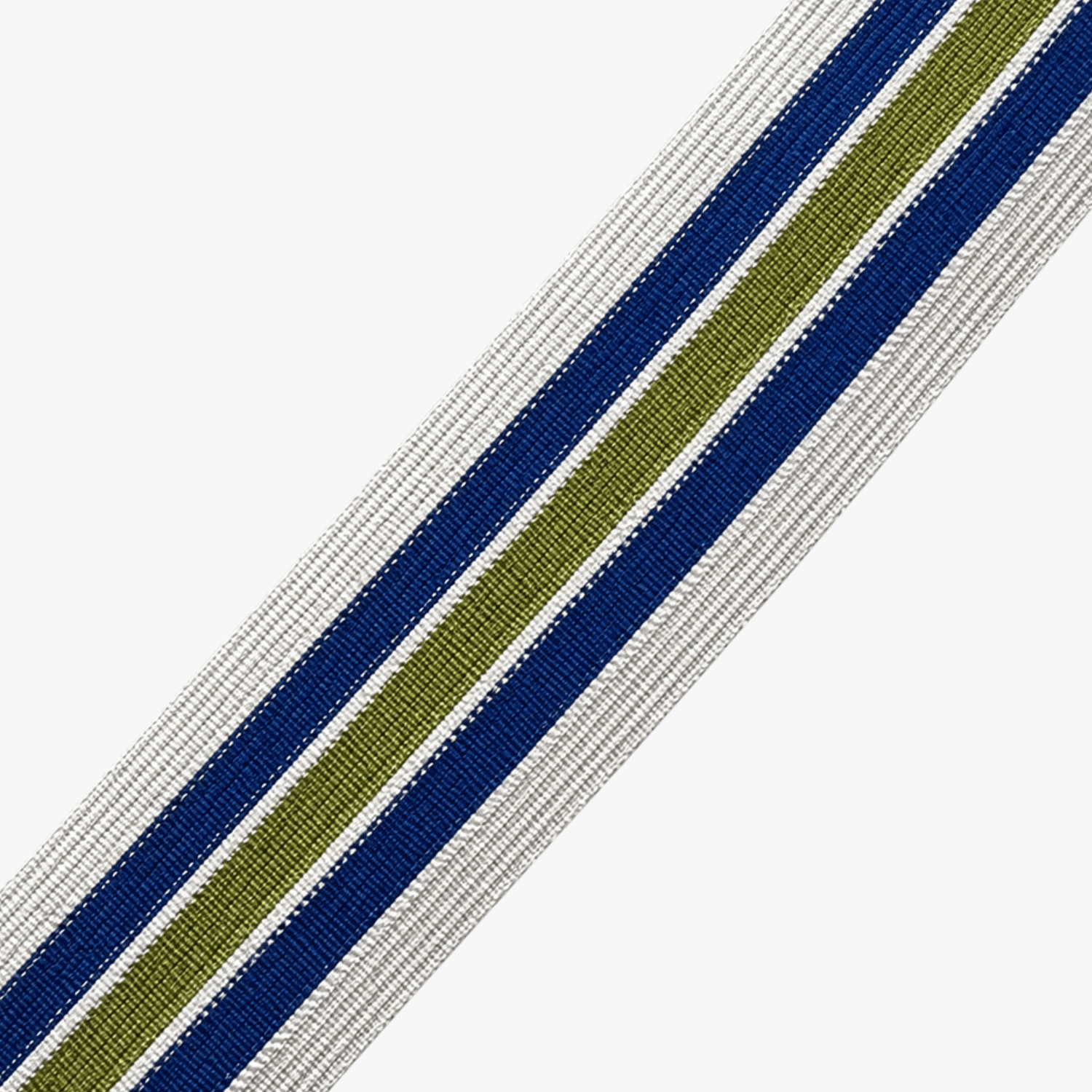 Polyester Tape 42mmmm Blue & Army Green Stripe - Ragland Fabrics