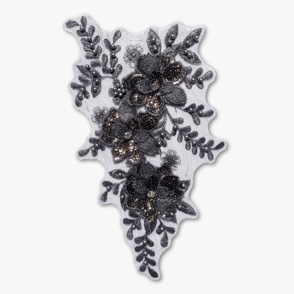 Beaded Bridal Motif - Graceful Slate - Ragland Fabrics