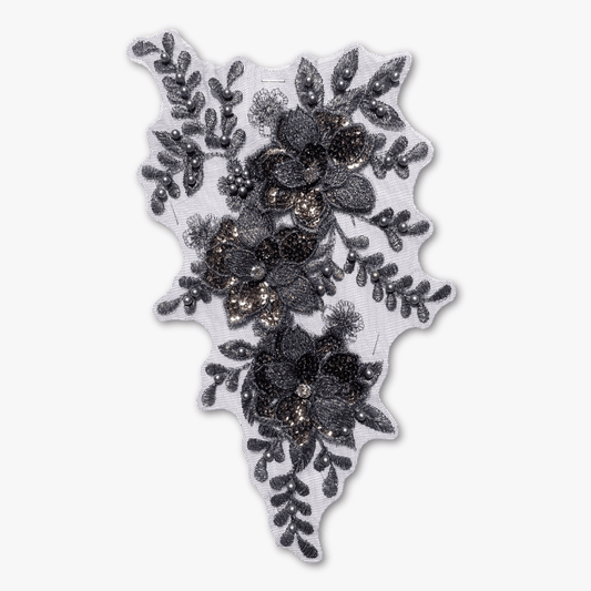 Beaded Bridal Motif - Graceful Slate - Ragland Fabrics