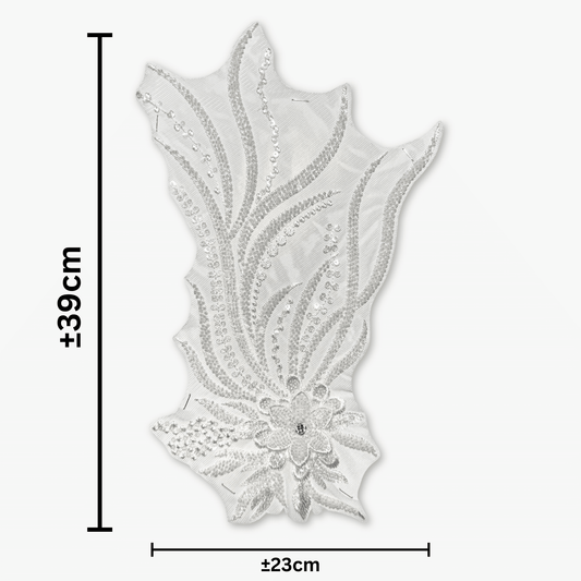 Beaded Bridal Motif - Large Floral - Ragland Fabrics