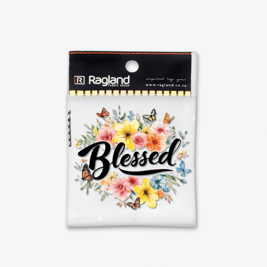 Motif Iron On Badge - Floral Butterfly Blessed - Ragland Fabrics