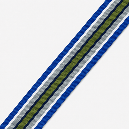 Polyester Tape 50mm Royal/Grey/Green - Ragland Fabrics