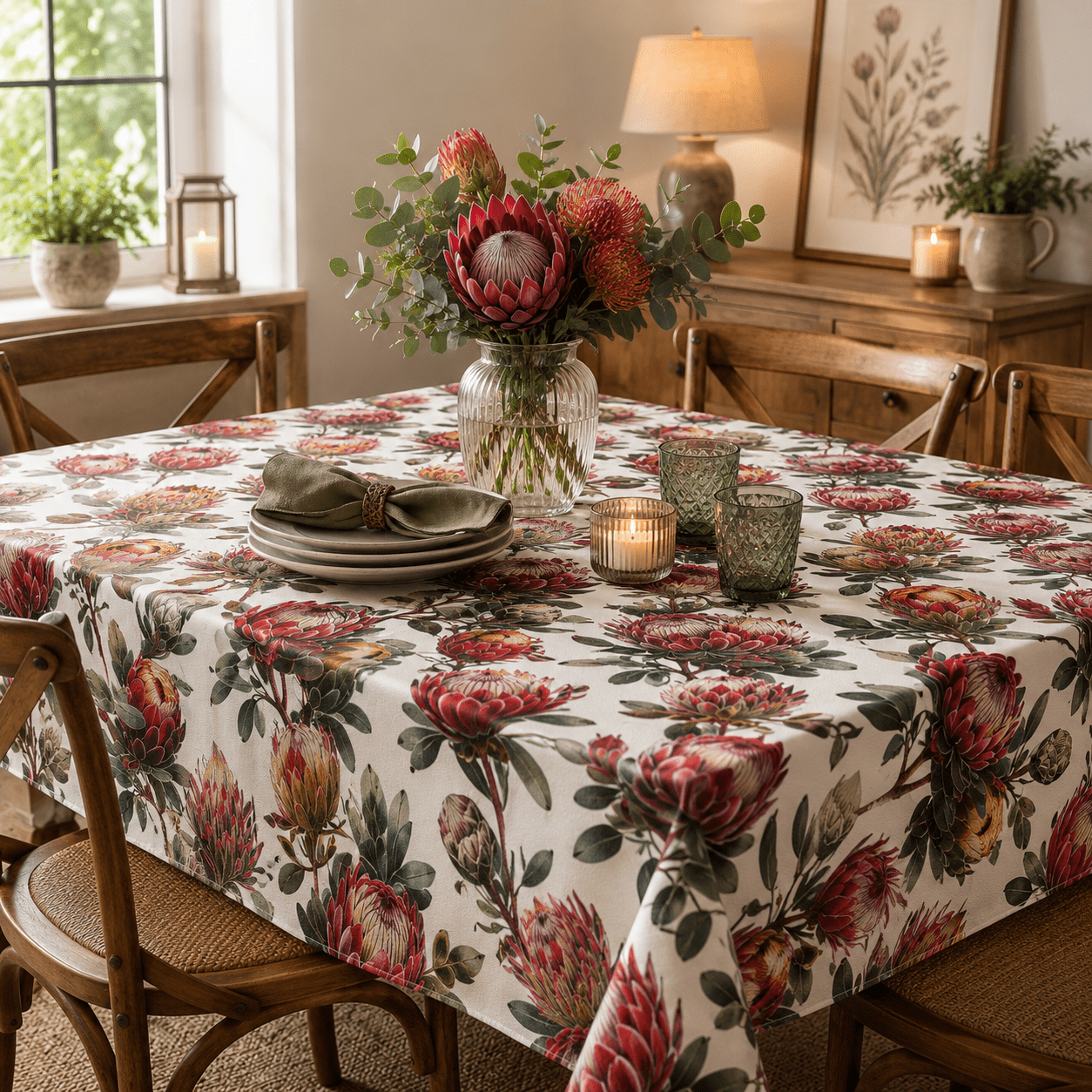 Printed Vinyl Botanical Protea - Ragland Fabrics