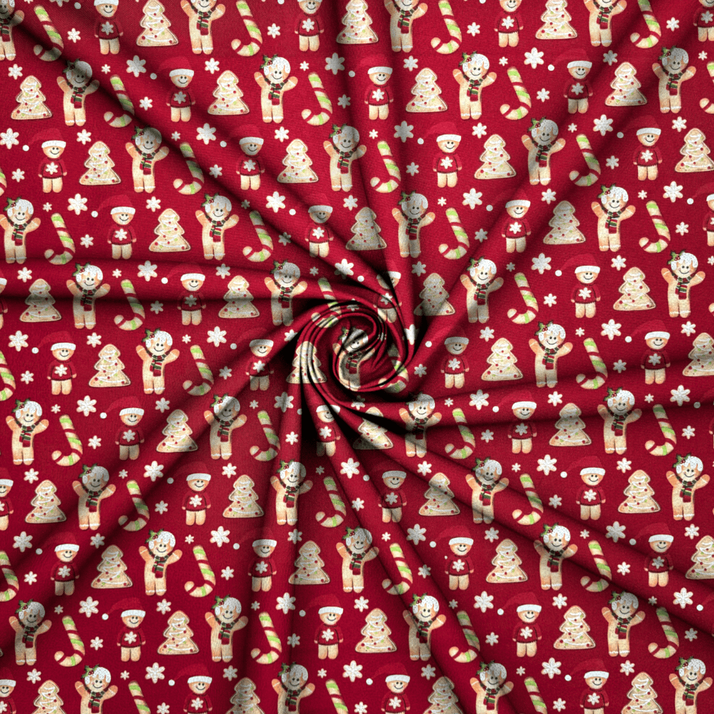Christmas Printed Mini Matt GingerBread Red - Ragland Fabrics