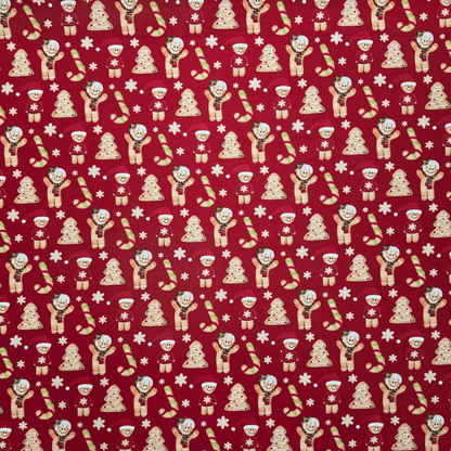 Christmas Printed Mini Matt GingerBread Red - Ragland Fabrics