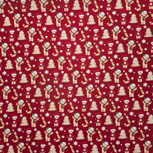 Christmas Printed Mini Matt GingerBread Red - Ragland Fabrics