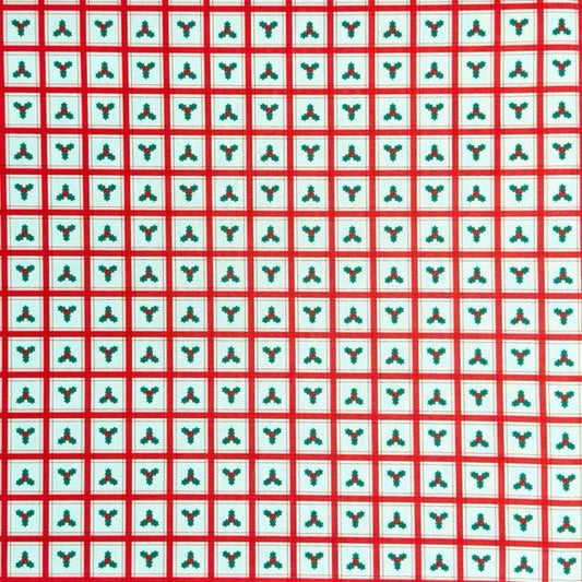Christmas Printed Mini Matt Holly Check - Ragland Fabrics
