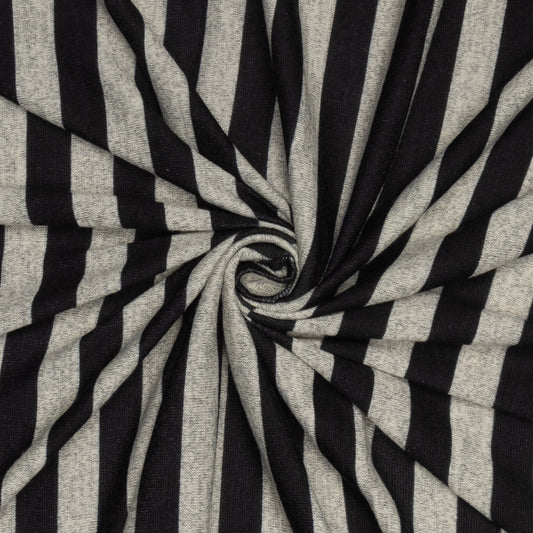Chunky Jersey Knit Black/Grey Stripe - Ragland Fabrics