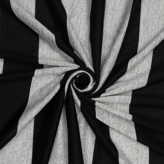 Chunky Jersey Knit Melange Black Stripe - Ragland Fabrics