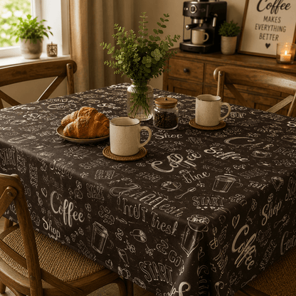Printed Vinyl Black Coffee - Ragland Fabrics
