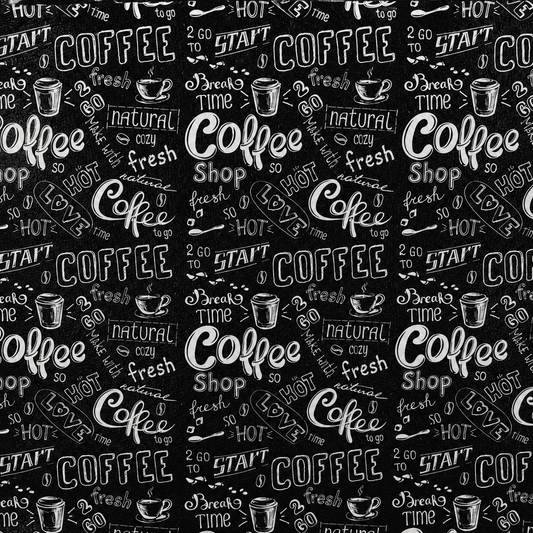 Printed Vinyl Black Coffee - Ragland Fabrics