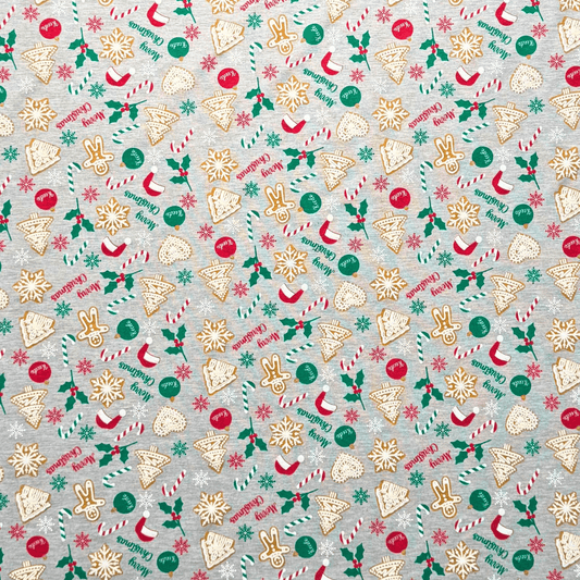 Cotton Knit Christmas Melange Grey - Ragland Fabrics