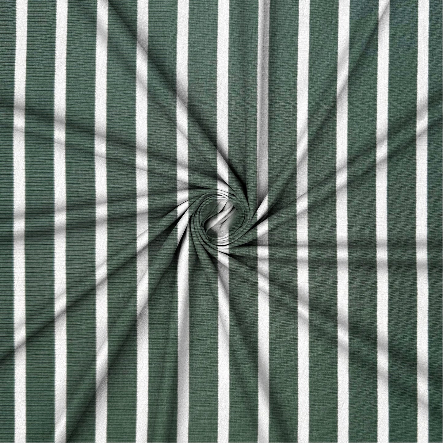 Cotton Knit Green/White Stripe Wide [2x1 Ribbed] - Ragland Fabrics