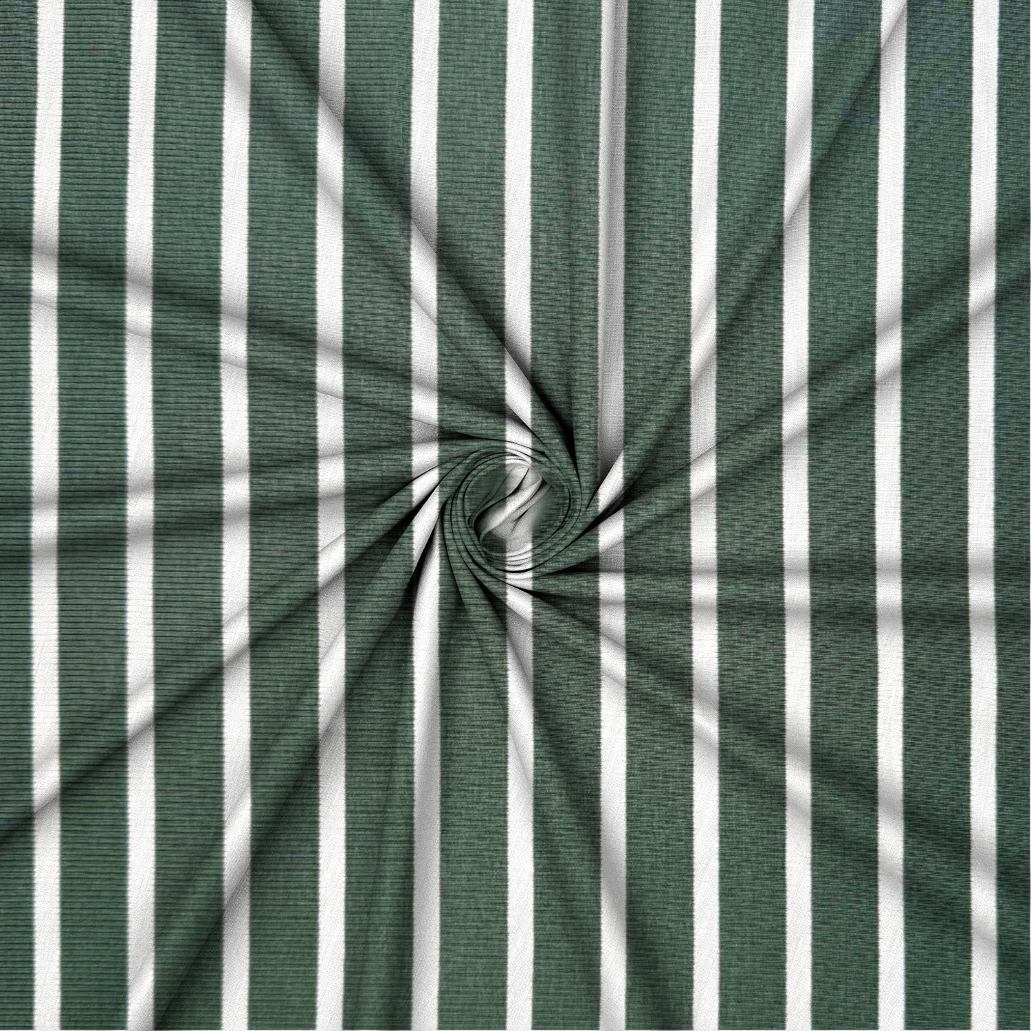 Cotton Knit Green/White Stripe Wide [2x1 Ribbed] - Ragland Fabrics