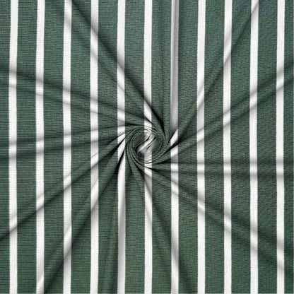 Cotton Knit Green/White Stripe Wide [2x1 Ribbed] - Ragland Fabrics