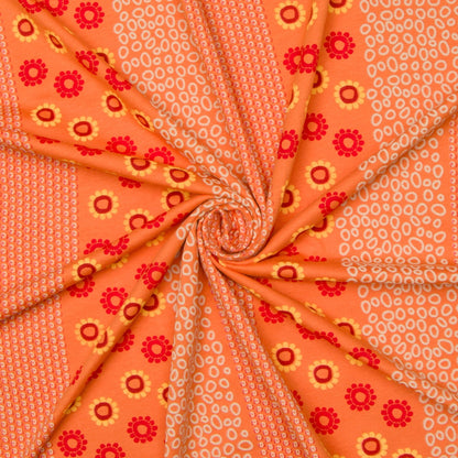 Cotton Knit Orange Border Floral - Ragland Fabrics