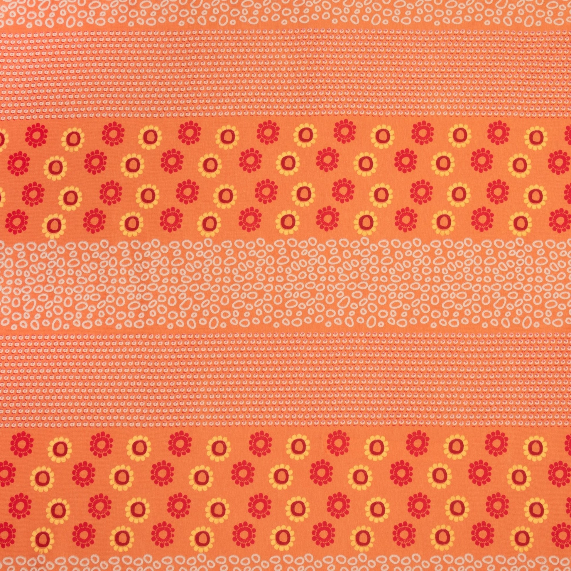 Cotton Knit Orange Border Floral - Ragland Fabrics