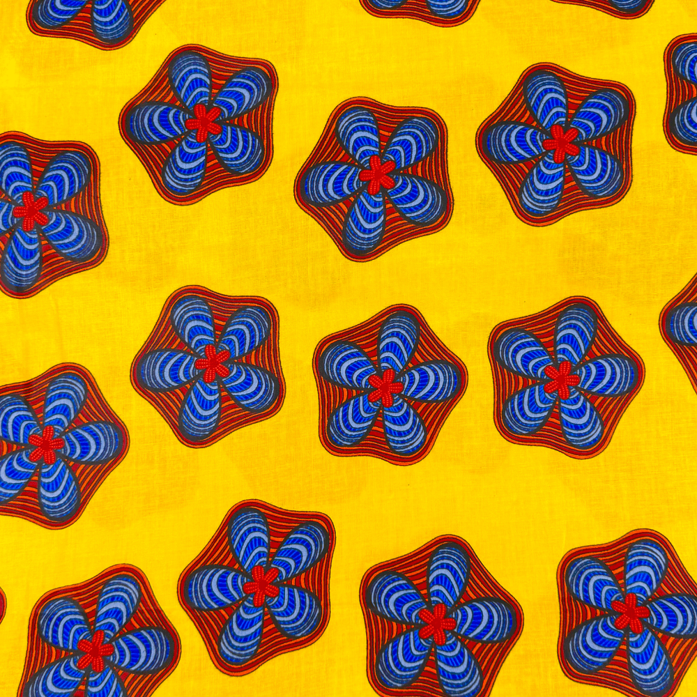 Cotton Wax Prints African Flower Yellow - Ragland Fabrics