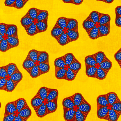 Cotton Wax Prints African Flower Yellow - Ragland Fabrics