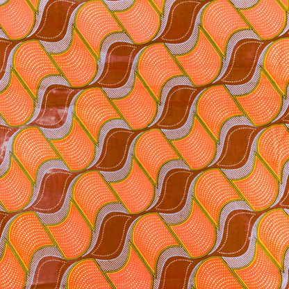 Cotton Wax Prints Diagonal Pools Orange - Ragland Fabrics