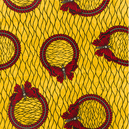 Cotton Wax Prints Yellow Butterflies - Ragland Fabrics