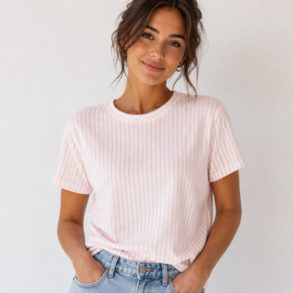 Last Of The Bests | 0.5m x 1.4m Cotton Knit White & Pink