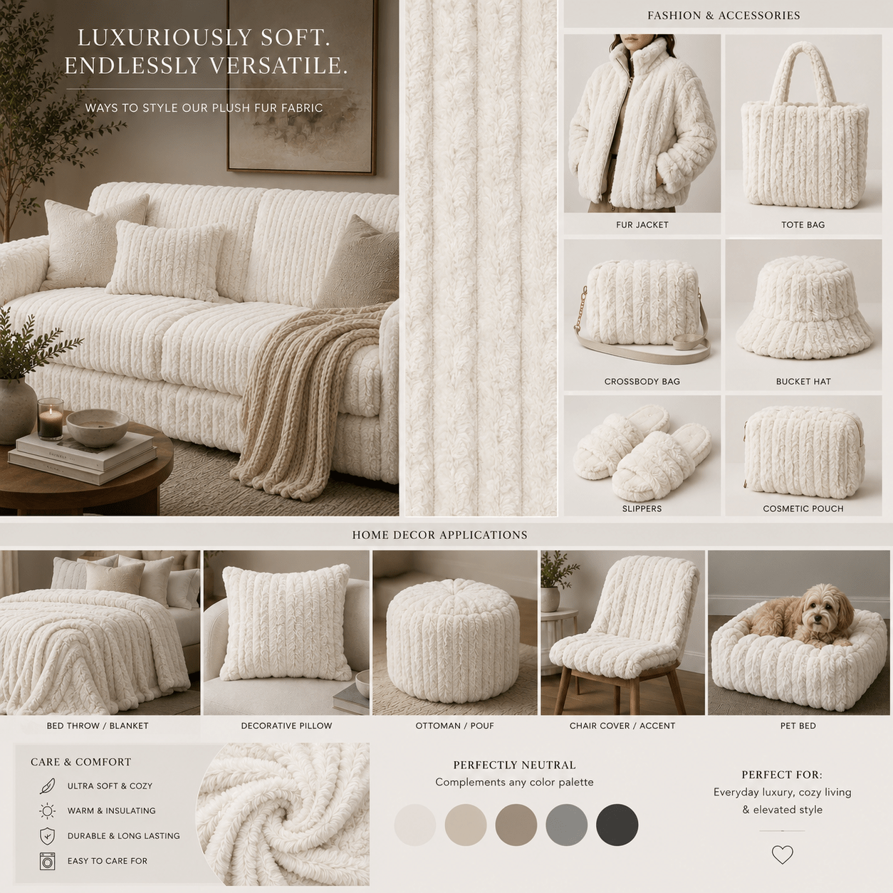 Corduroy Luxury Fur - Polar Bear - Ragland Fabrics