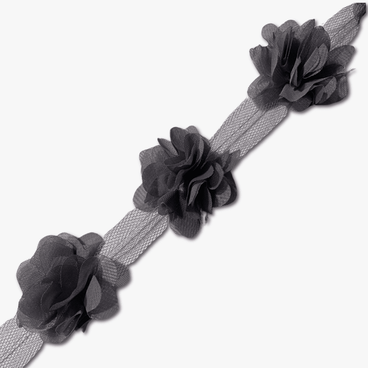 Cut Out Flower Lace - Grey (Per Met) - Ragland Fabrics