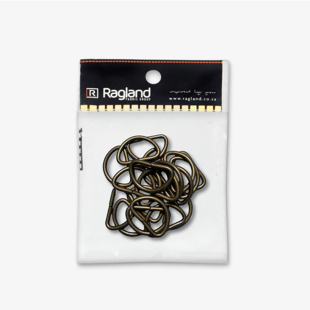 D - Ring Metal 25mm | Antique Brass - Ragland Fabrics