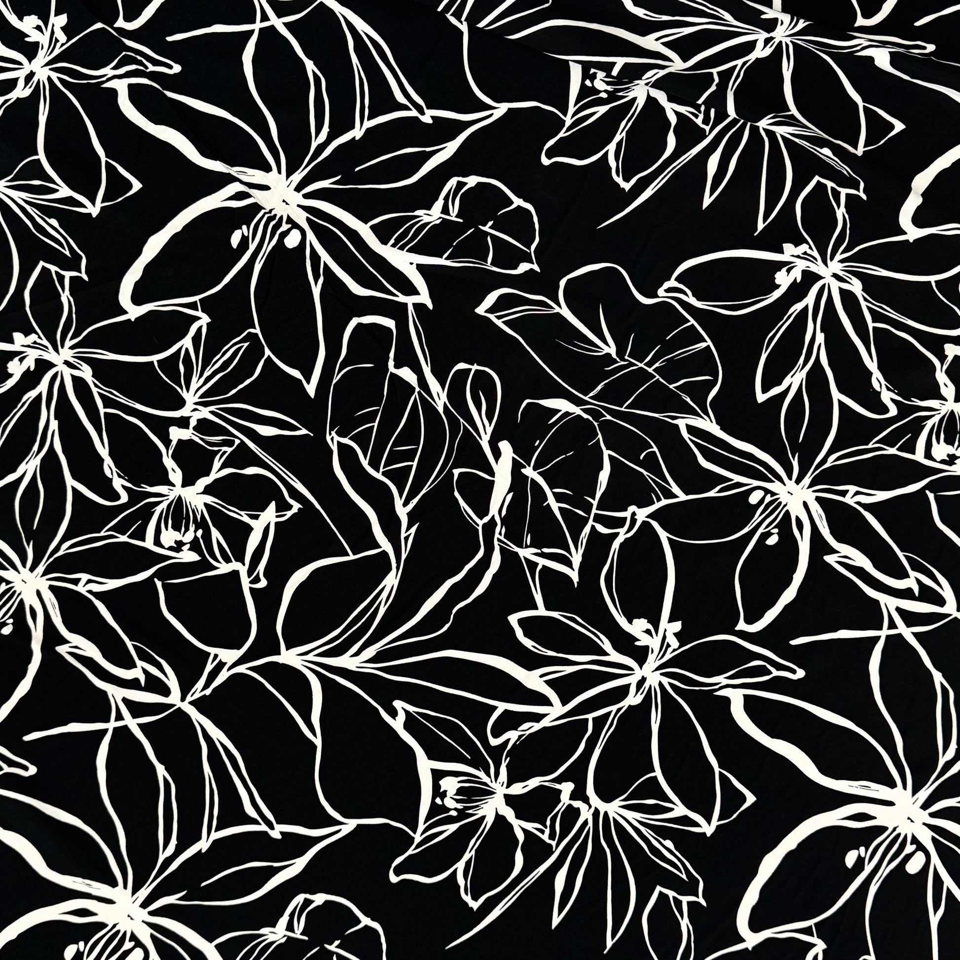Designer Dress Printed Black Floral - Ragland Fabrics
