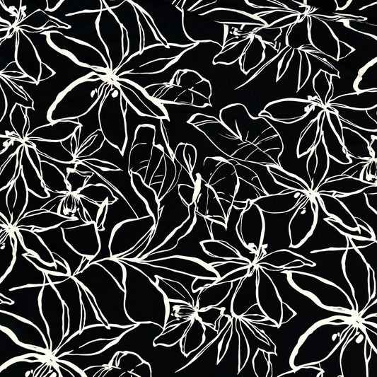 Designer Dress Printed Black Floral - Ragland Fabrics