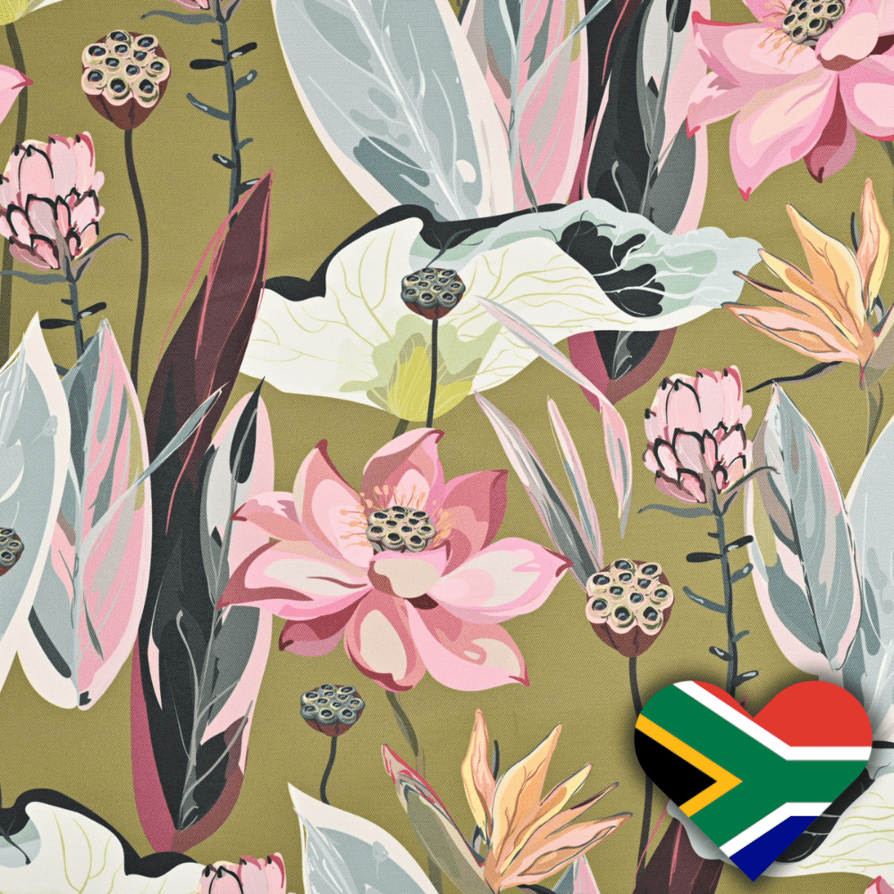 Eco Fabric Peach Blossom Chartreuse 140cm - Ragland Fabrics