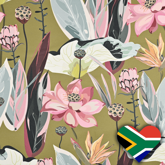 Eco Fabric Peach Blossom Chartreuse 140cm - Ragland Fabrics