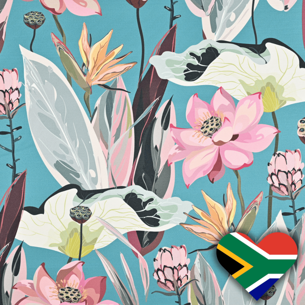 Eco Peach Blossom Turquoise 140cm - Ragland Fabrics