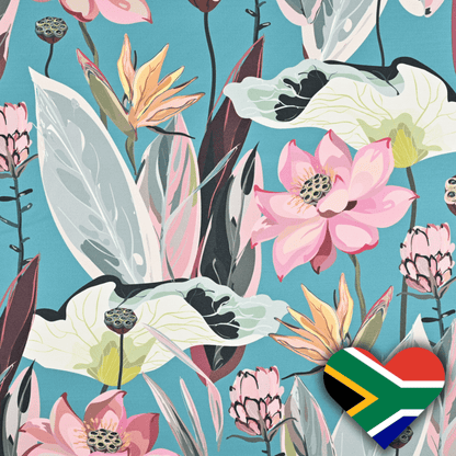 Eco Peach Blossom Turquoise 140cm - Ragland Fabrics