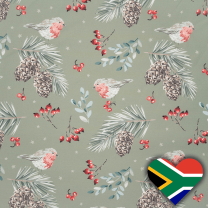 Eco Fabric Pine Cones Olive 2098 - Ragland Fabrics